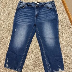 KanCan Women's Deep Blue Cropped Jeans